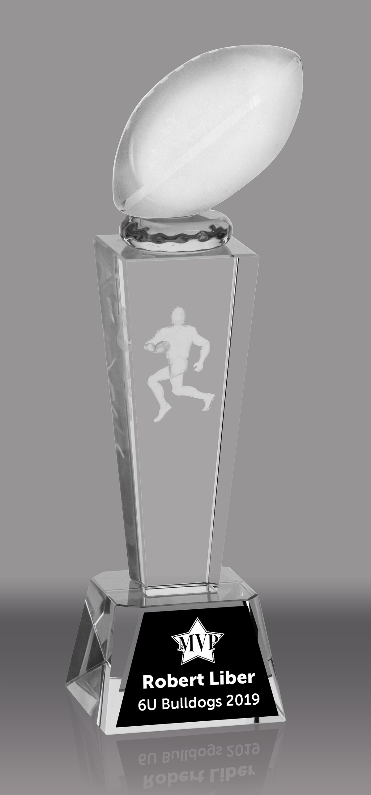 Crystal FOOTBALL Soccer Glass Trophy 4.5" FREE ENGRAVING Glass Footballer Award 