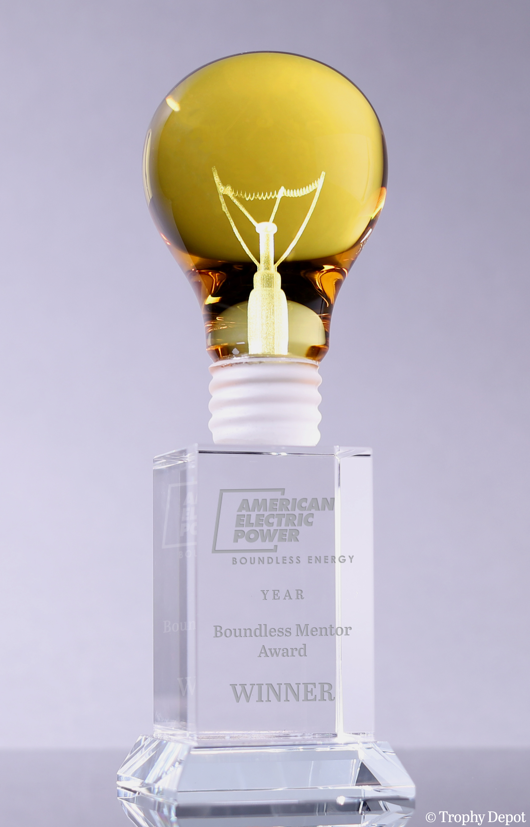 Crystal Yellow Light Bulb Award