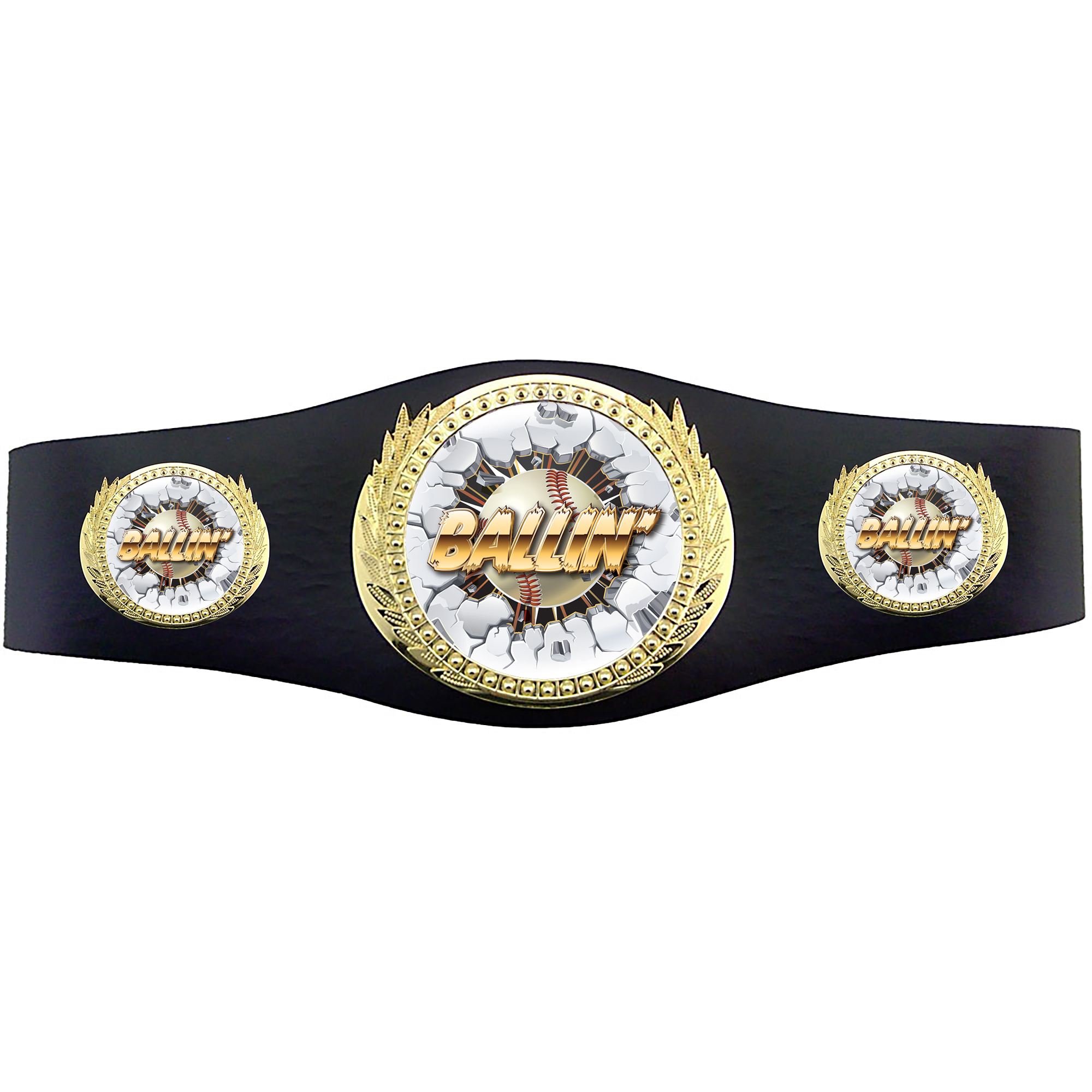 Baseball 40 inch Youth Triple Art Champion Award Belt - Ballin'