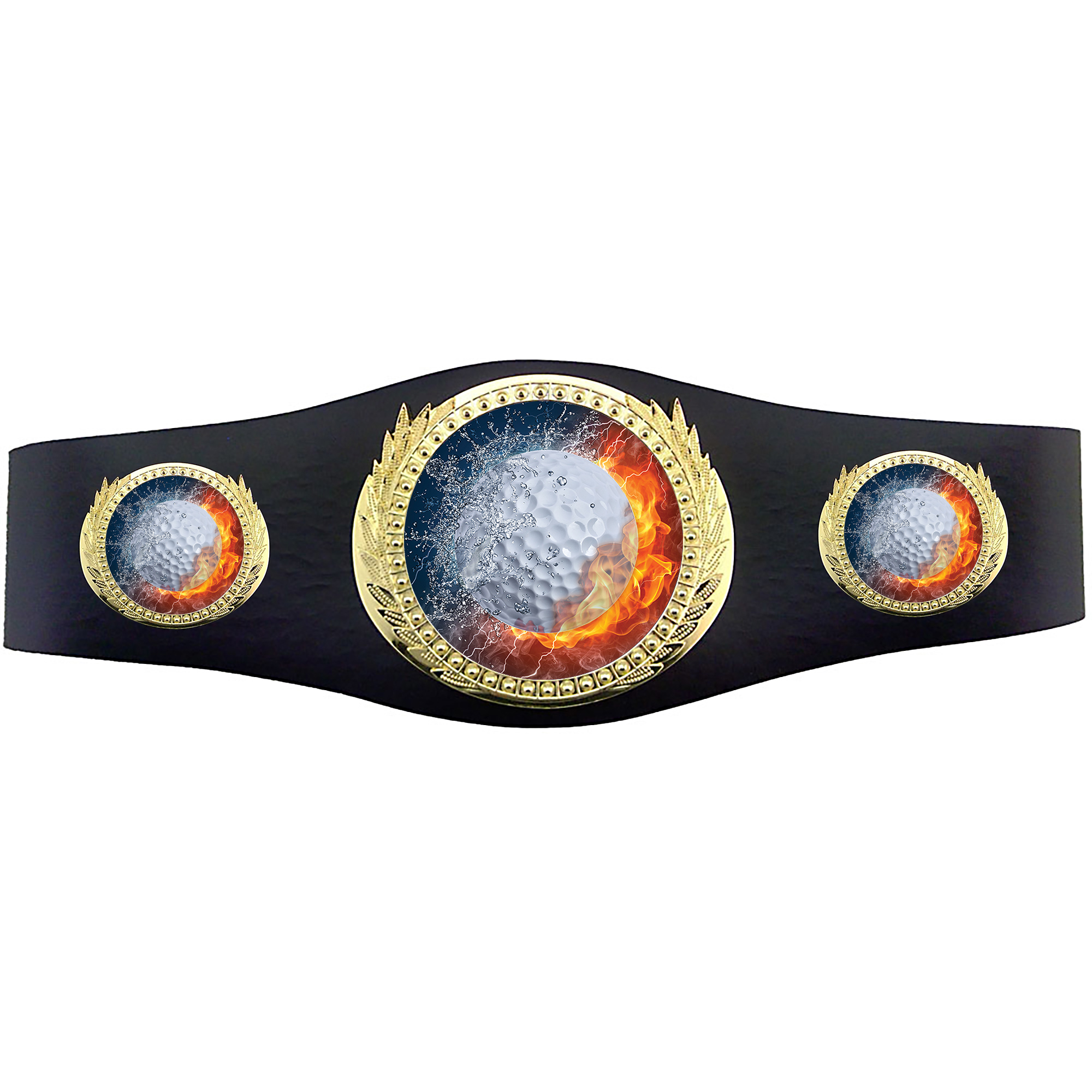 Golf 40 inch Youth Triple Art Champion Award Belt - Fire & Water