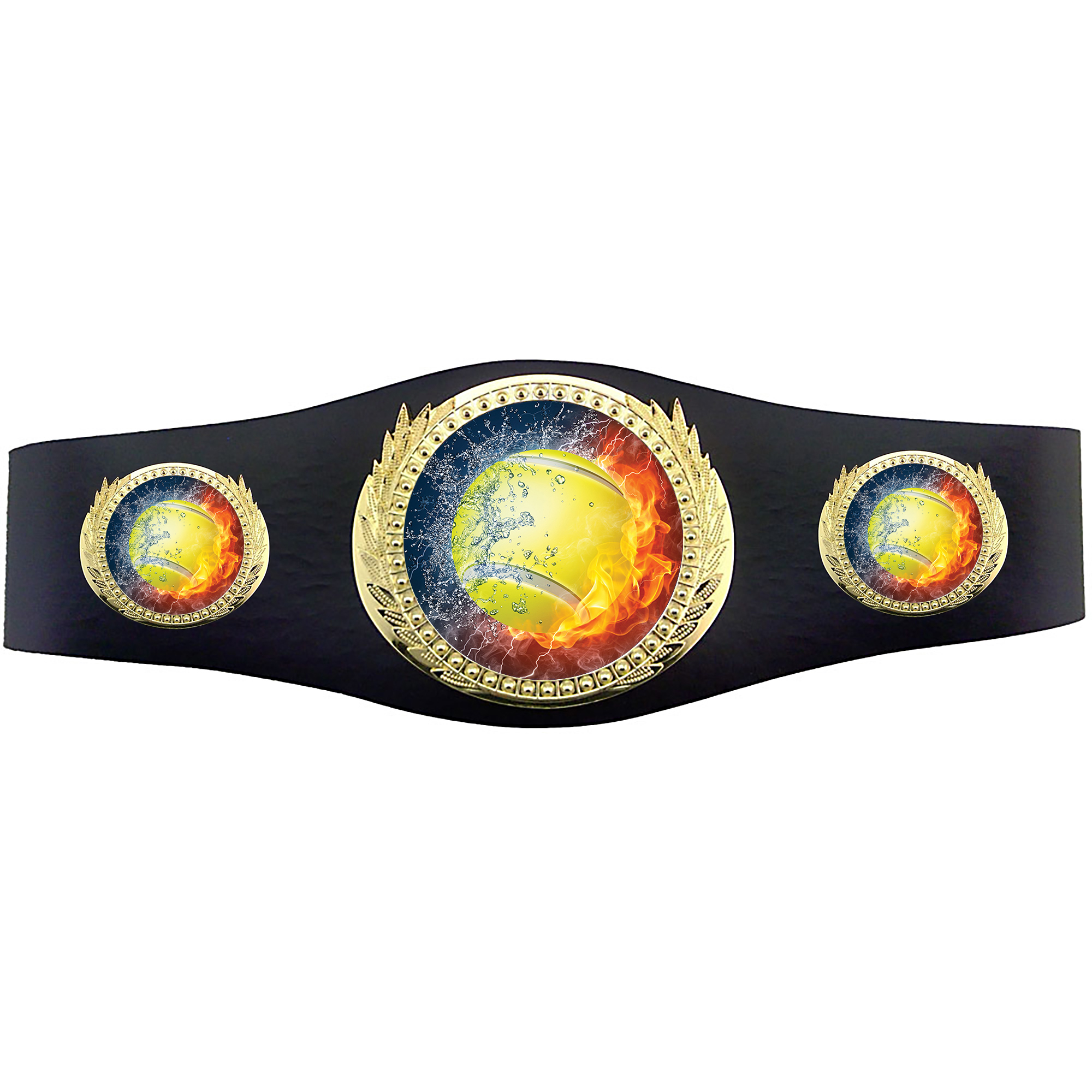 Tennis 40 inch Youth Triple Art Champion Award Belt - Fire & Water