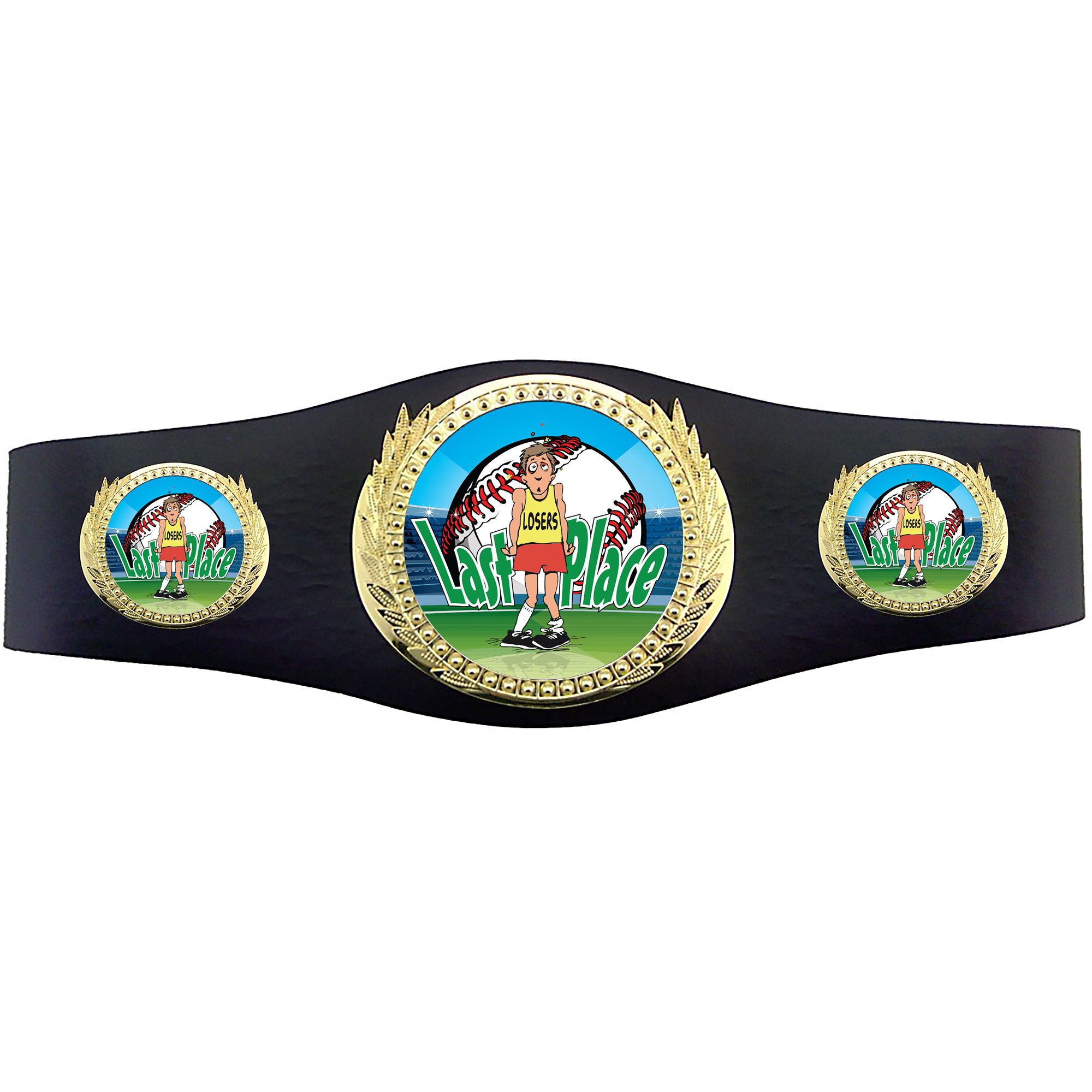 Baseball 40 inch Youth Triple Art Champion Award Belt - Last Place