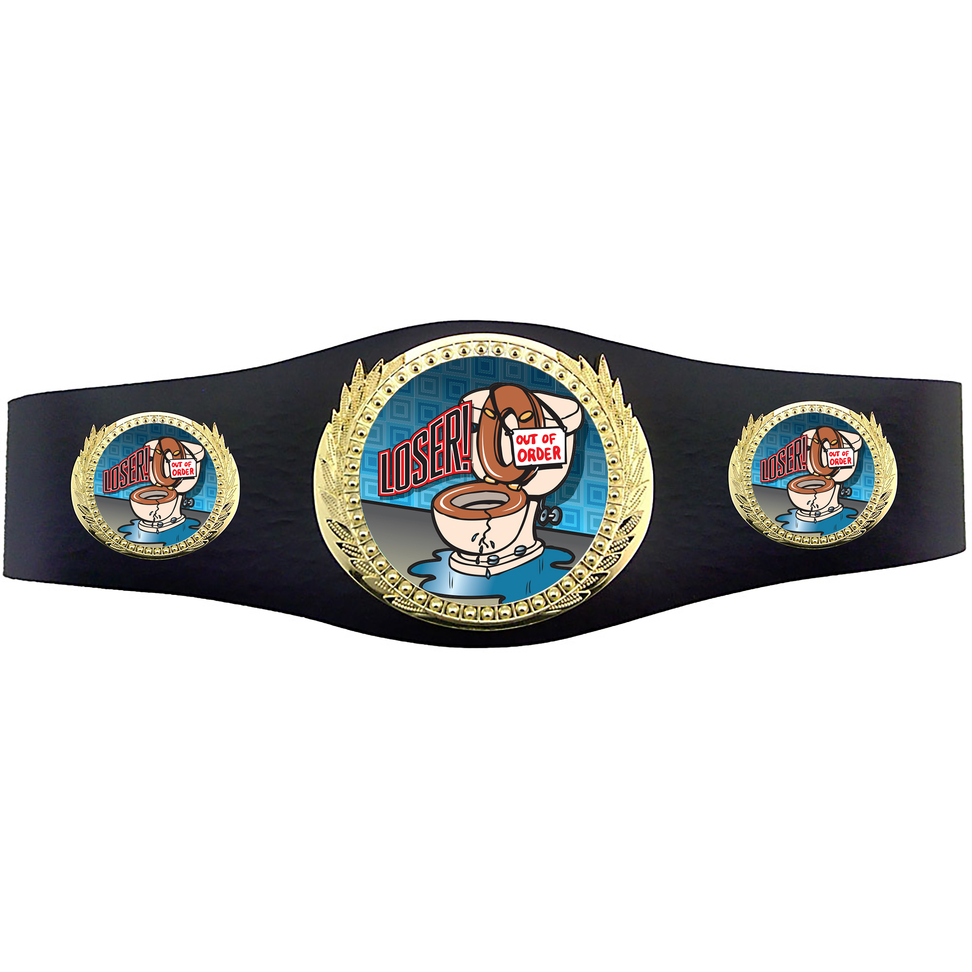 Losers 40 inch Youth Triple Art Champion Award Belt - Toilet