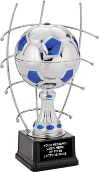 Metal Soccer Ball with Blue AccentsTrophy
