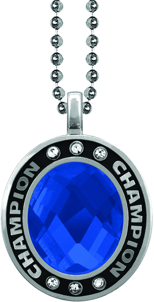 Blue Gem Silver Champion Charm