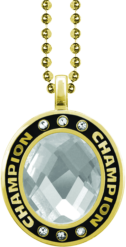Clear Gem Gold Champion Charm