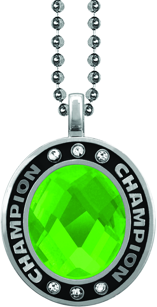 Green Gem Silver Champion Charm