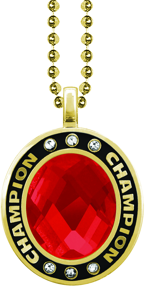 Ruby Gem Gold Champion Charm