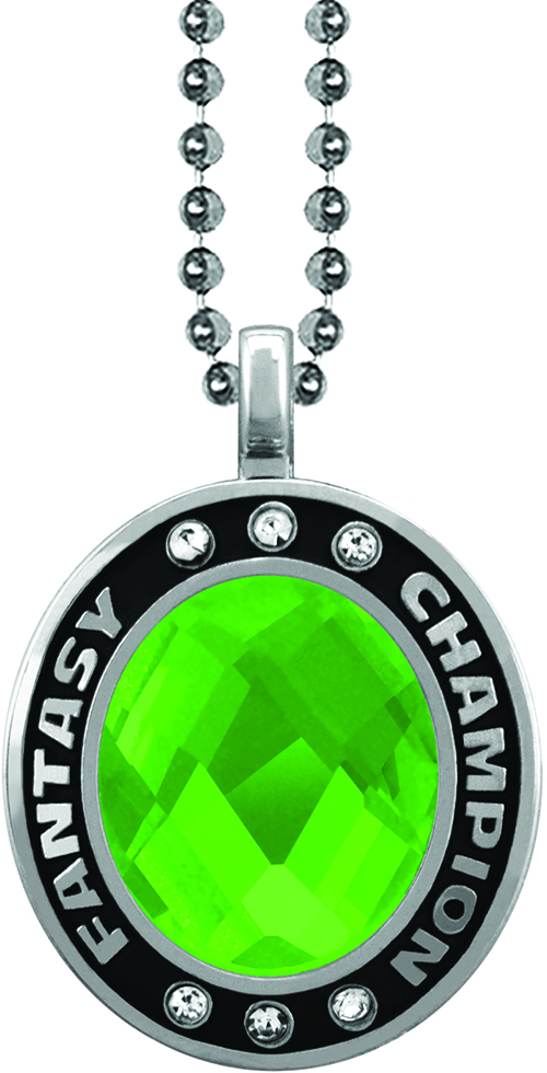 Green Gem Silver Fantasy Champion Charm