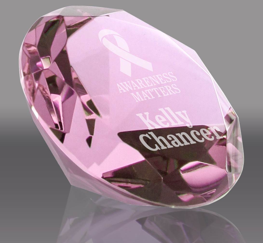 Pink Crystal Diamond Paperweight - 3.9 inch