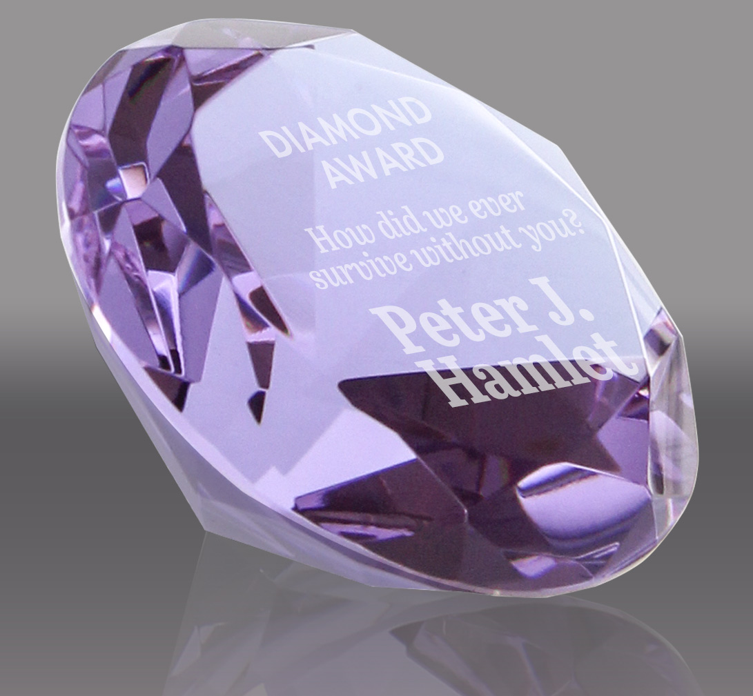 Amethyst Purple Crystal Diamond Paperweight - 3.9 inch