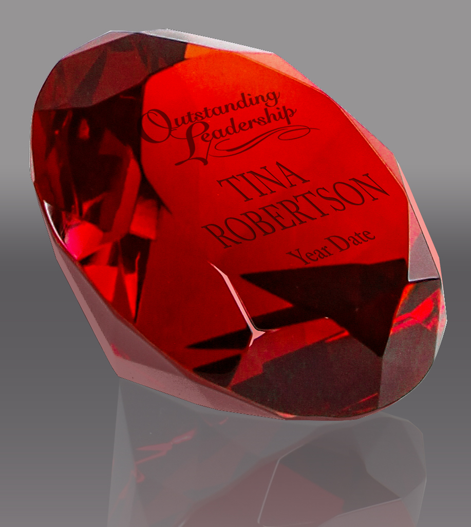 Ruby Crystal Diamond Paperweight - 3.15 inch