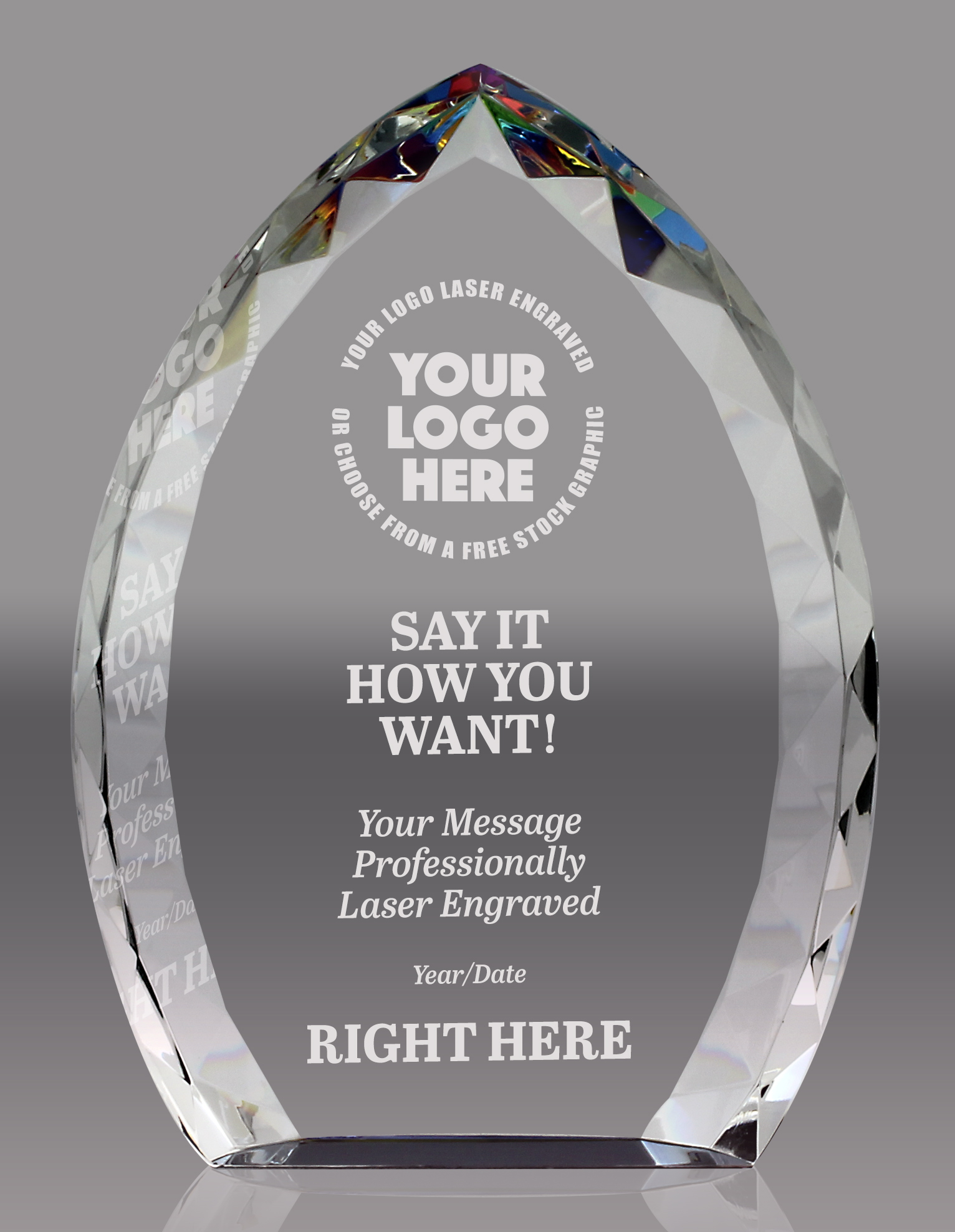 Prisma Flame Crystal Award - 7 inch