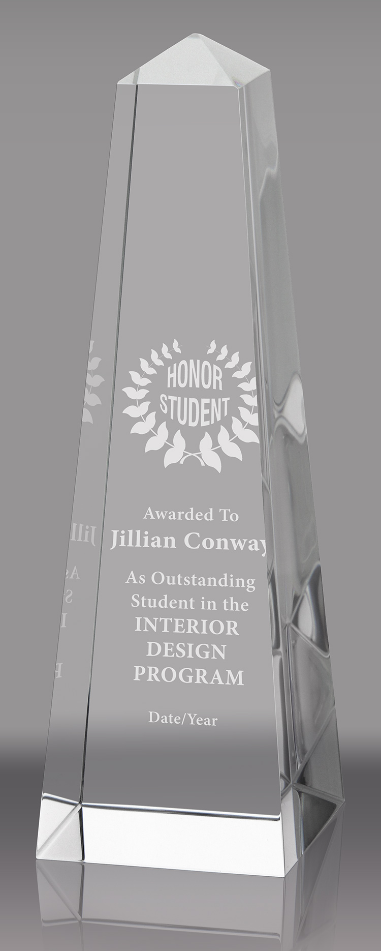 Crystal Obelisk Award - 8.5 inch