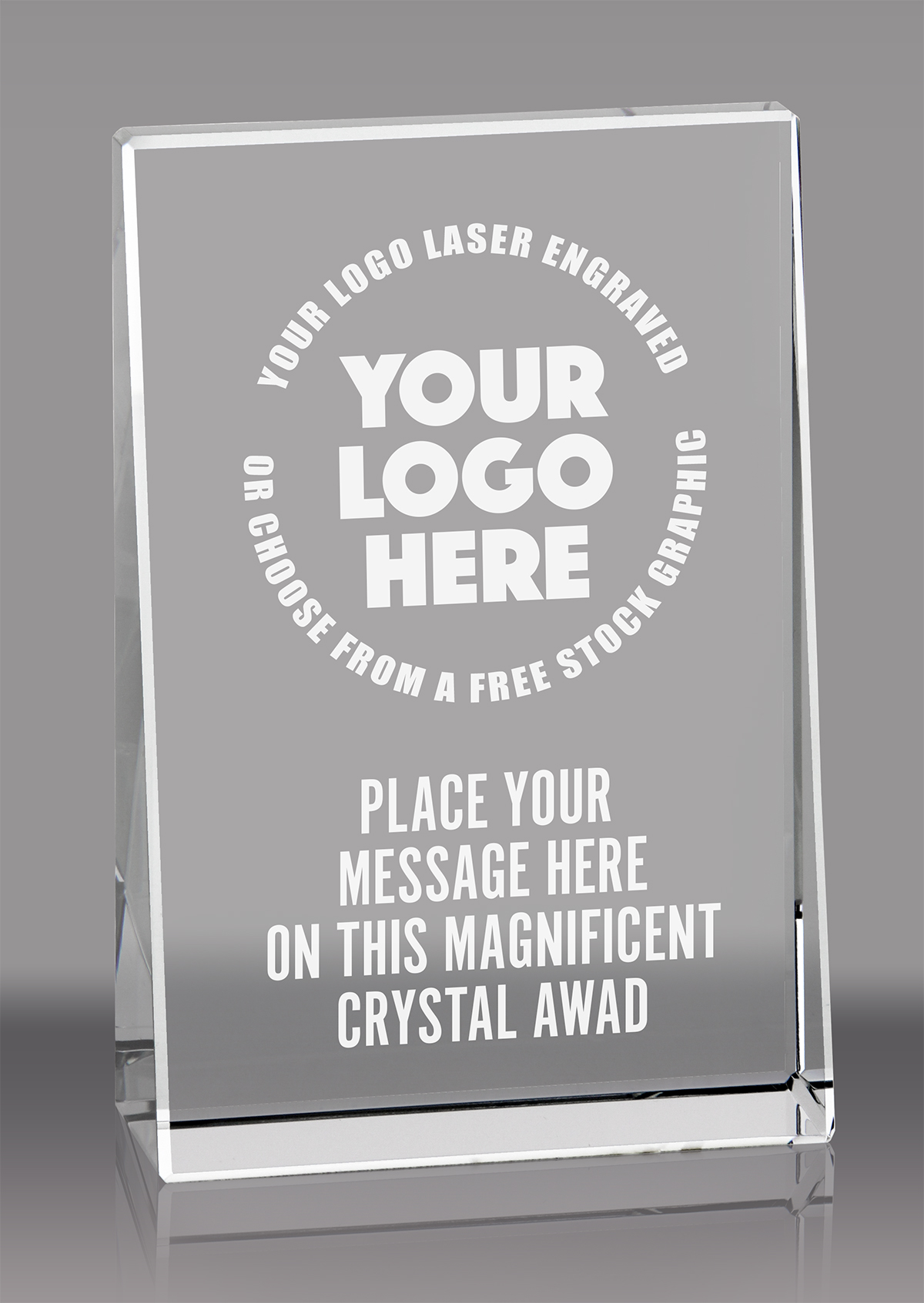 Crystal Vertical Wedge Award- 7 inch