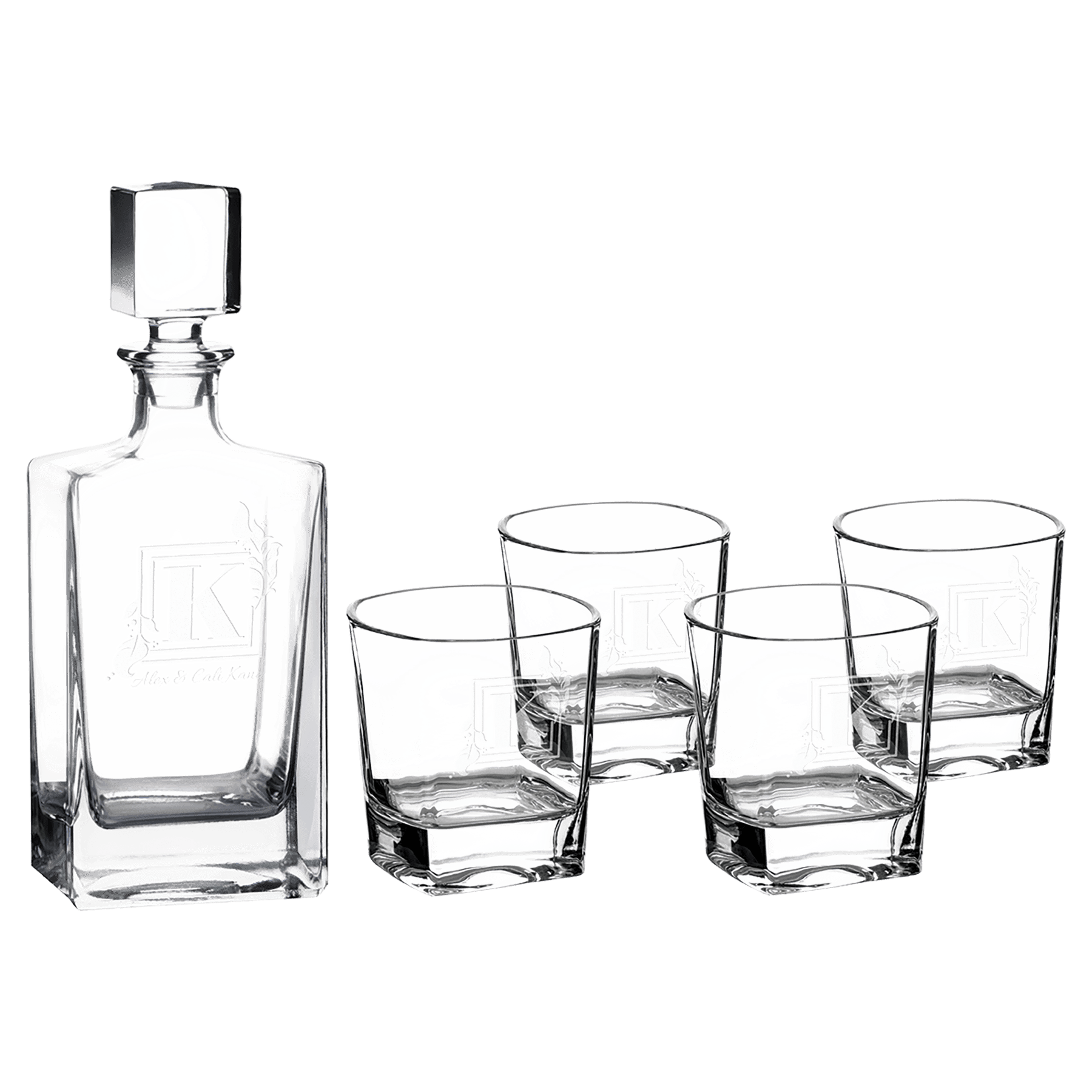 27oz Rectangle Glass Decanter Set with Four 8 oz. Glasses