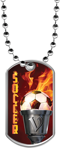 Soccer Flaming Torch Dog Tags