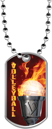 Volleyball Flaming Torch Dog Tags
