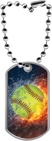 Softball Fire & Water Keychain