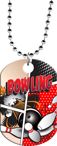 Bowling Comic Style Monster Dog Tag