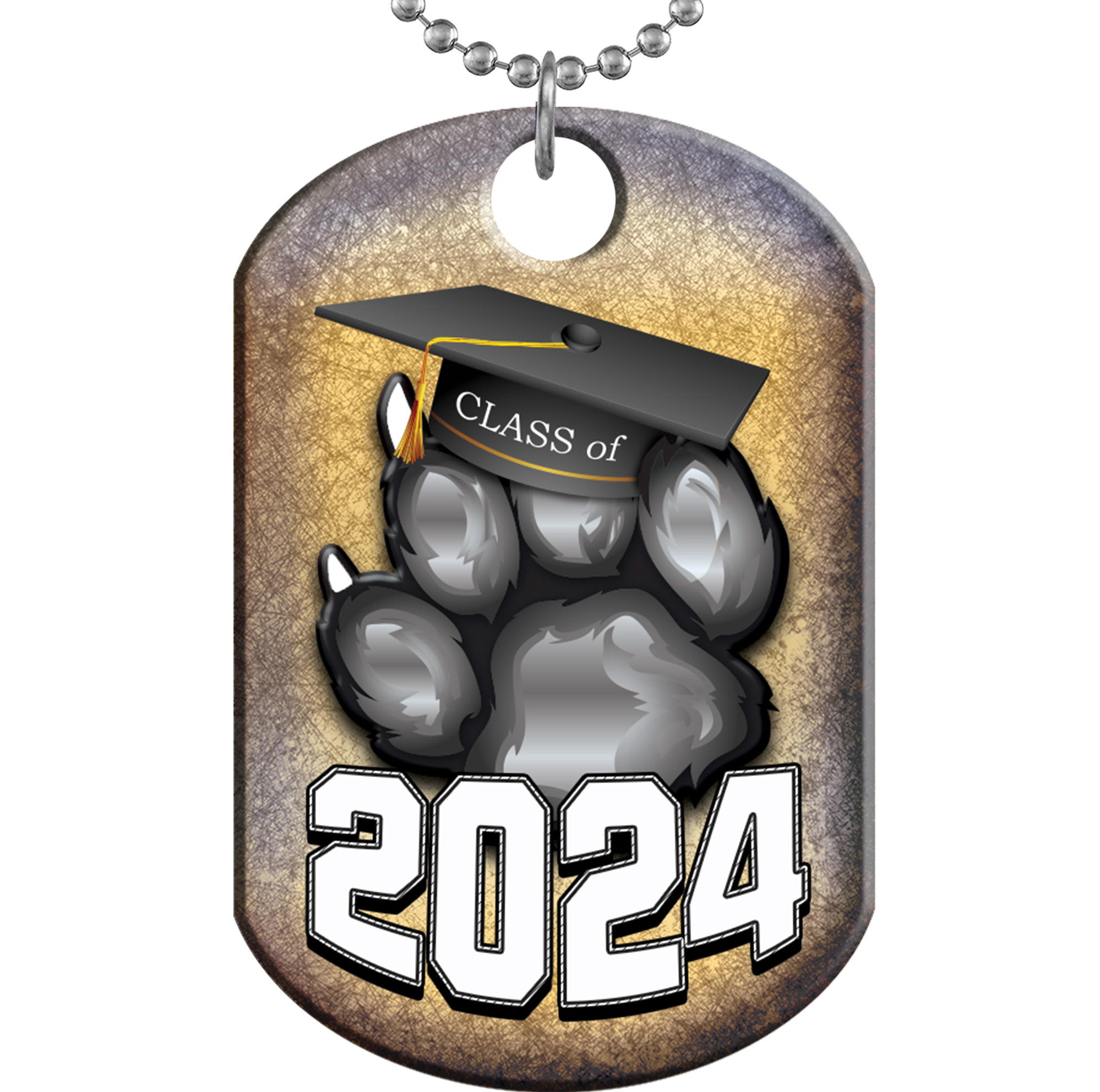 Class of 2024 Paw Monster Dog Tag - Black
