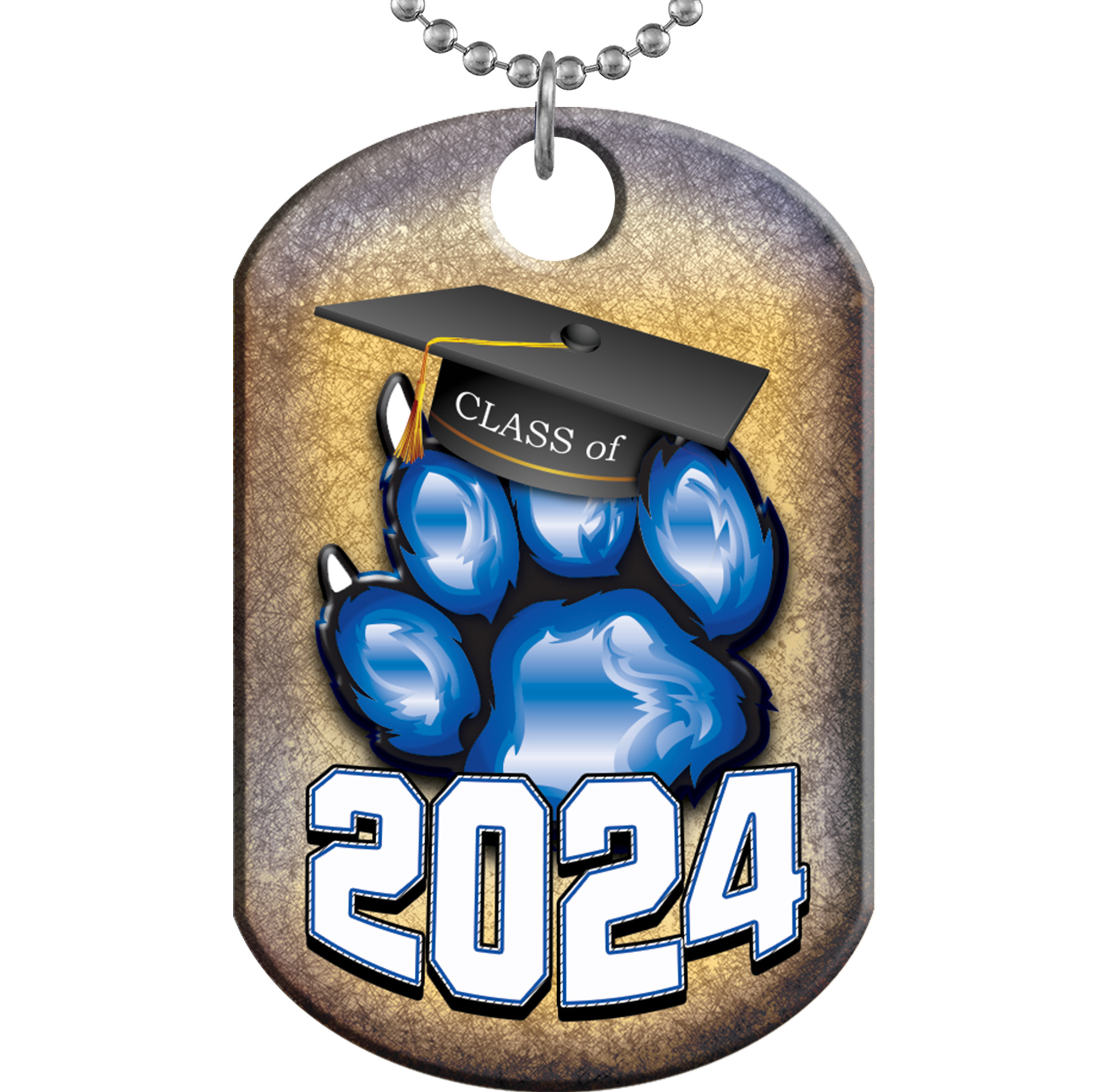 Class of 2024 Paw Monster Dog Tag - Blue