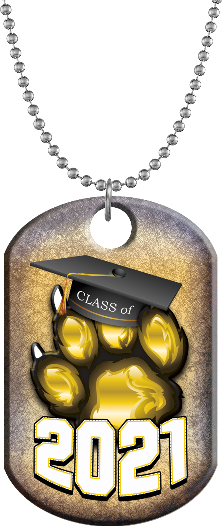 Class of 2021 Paw Monster Dog Tag - Gold
