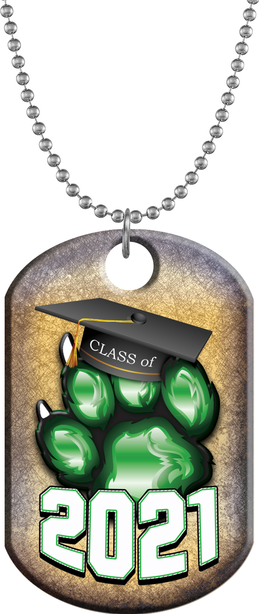 Class of 2021 Paw Monster Dog Tag - Green