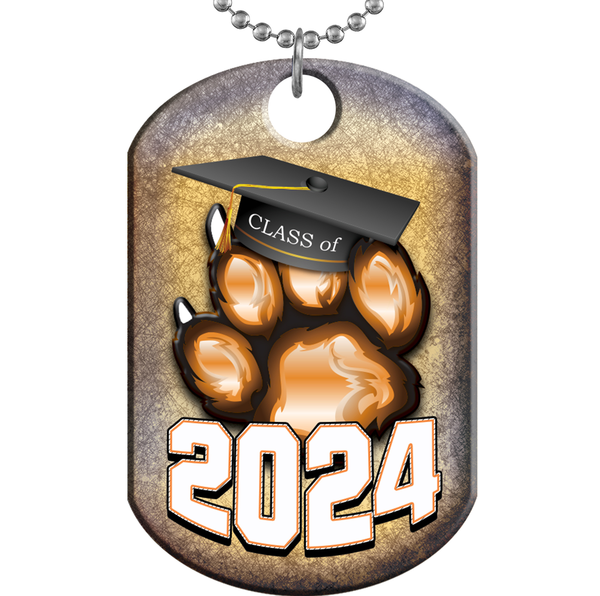 Class of 2024 Paw Monster Dog Tag - Orange