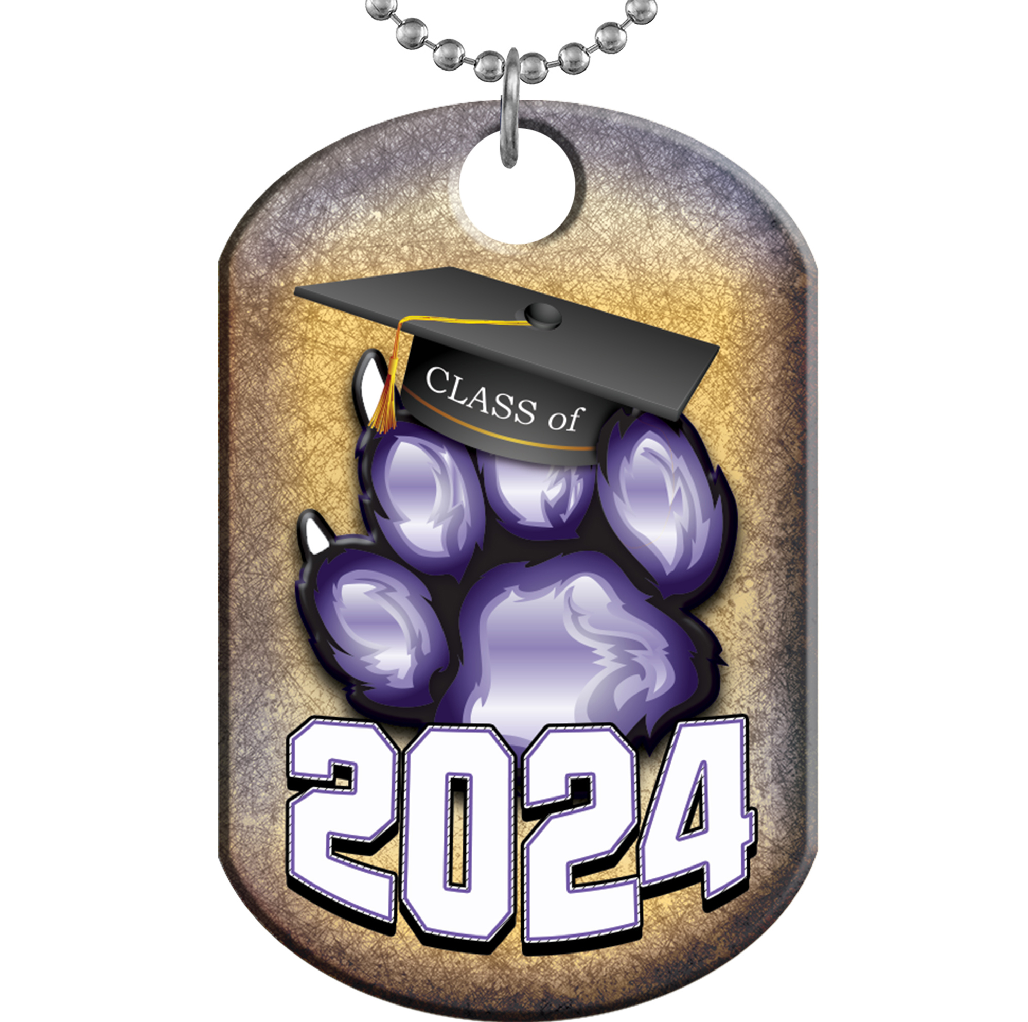 Class of 2024 Paw Monster Dog Tag - Purple