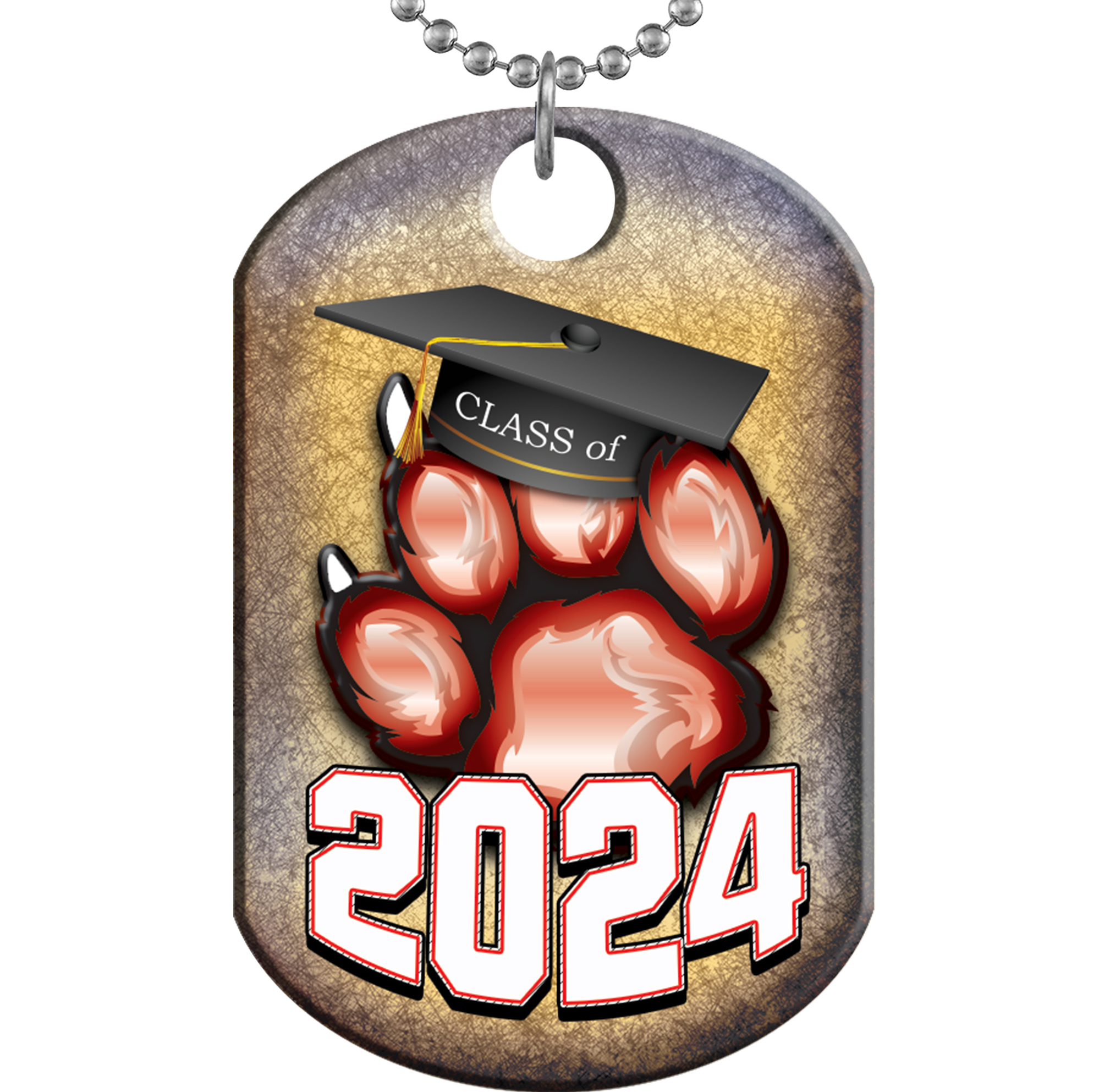 Class of 2024 Paw Monster Dog Tag - Red