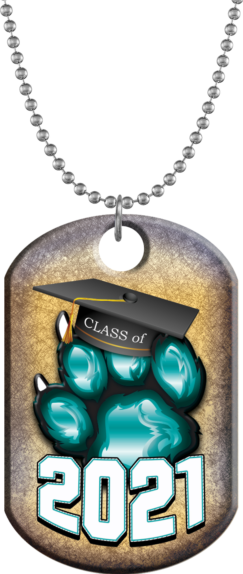 Class of 2021 Paw Monster Dog Tag - Teal