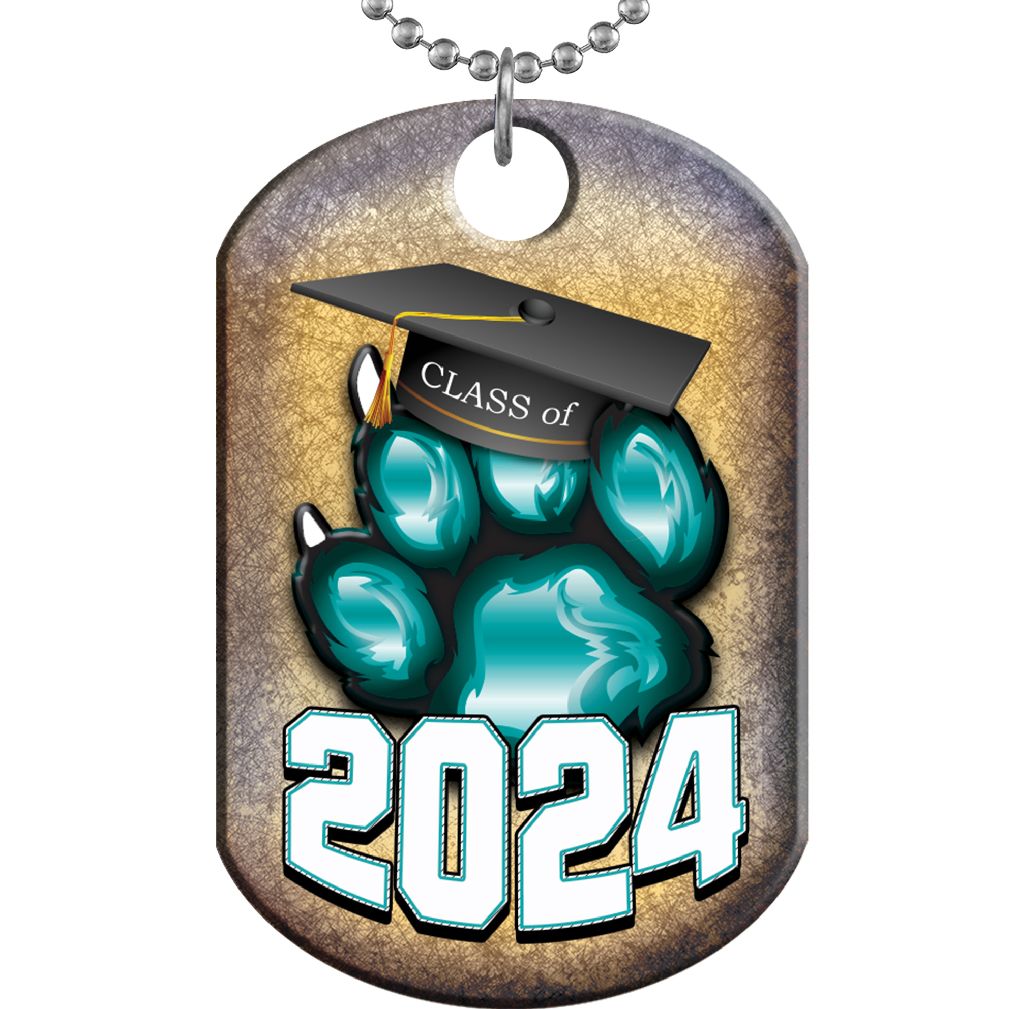Class of 2024 Paw Monster Dog Tag - Teal