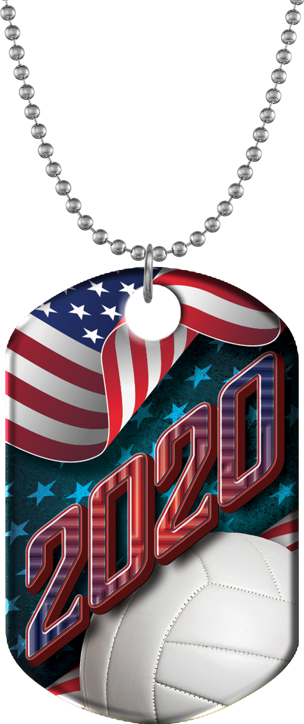 Volleyball 2020 US Flag Monster Dog Tag