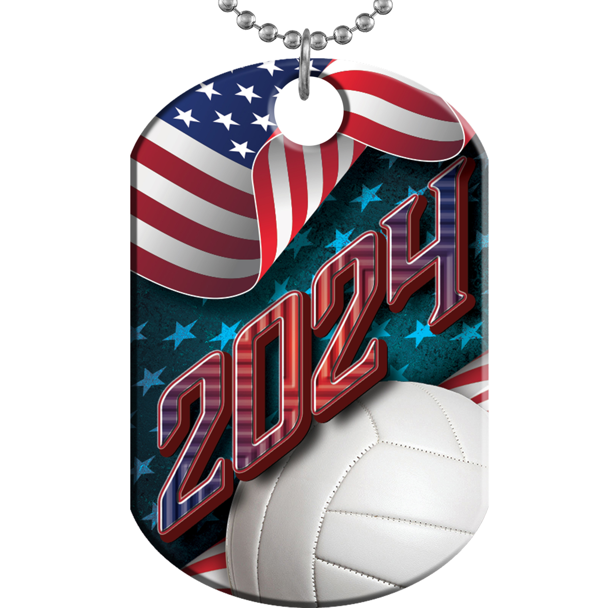 Volleyball 2024 US Flag Monster Dog Tag