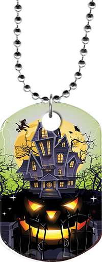 Halloween Haunted House Monster Dog Tag