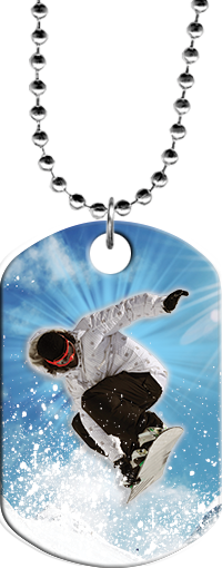 Snow Boarding Monster Dog Tag