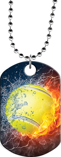 Tennis Fire & Water Monster Dog Tag