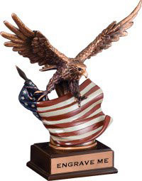Bronze Resin Eagle with Painted American Flag