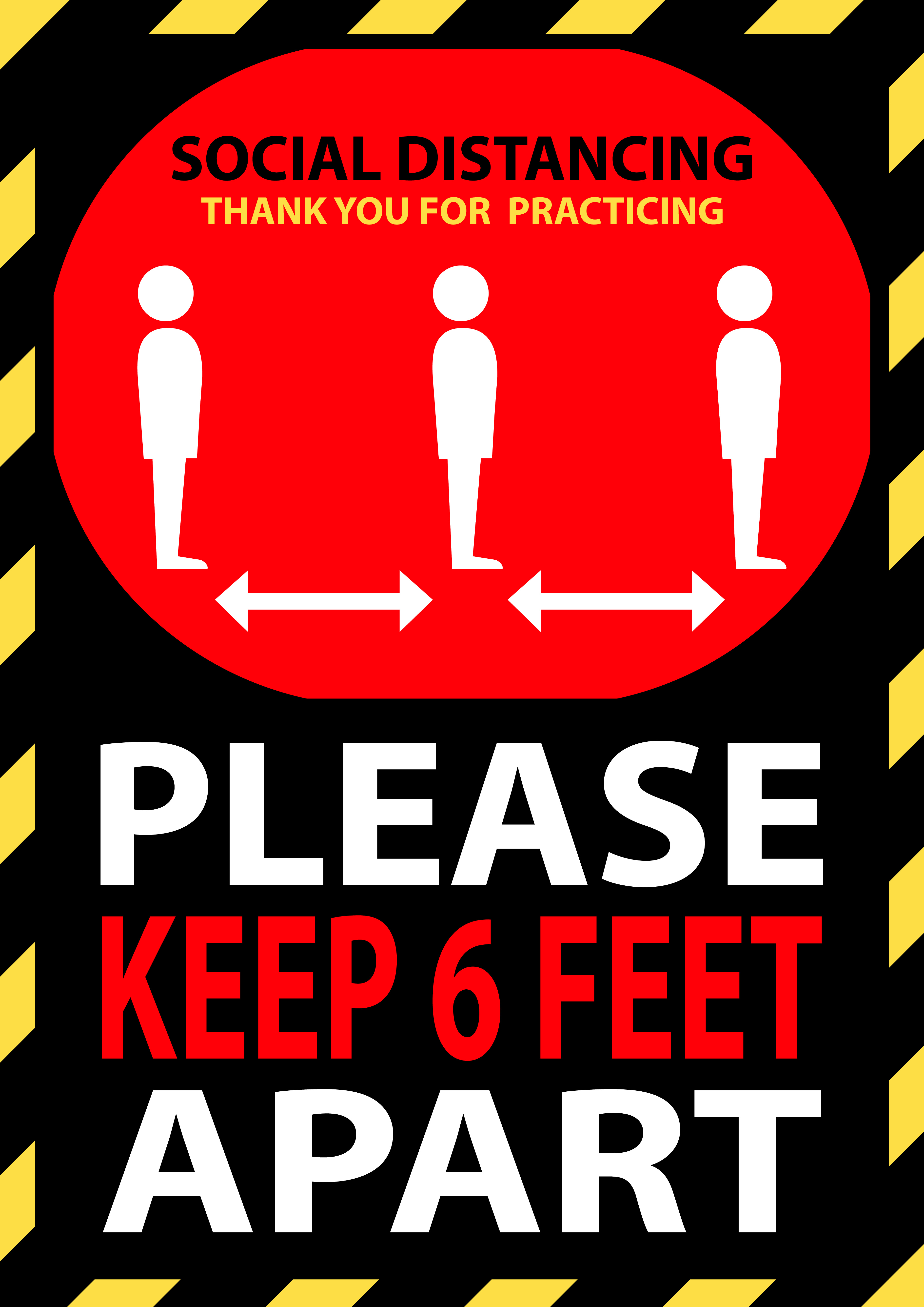Please Keep 6 ft Apart Floor Decal - 8.5x12 inch | Trophy Depot