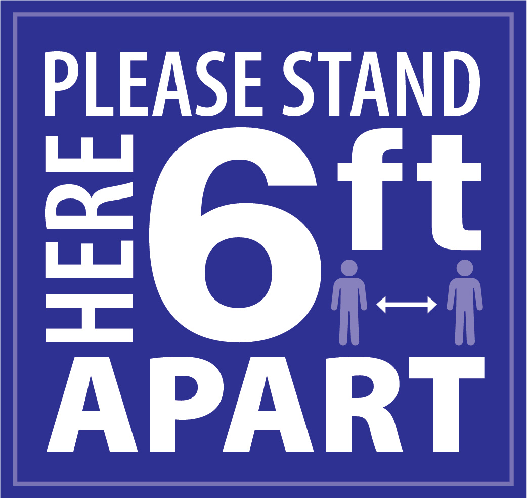 Please Stand Here 6ft Apart Floor Decal - 12x11.25 inch