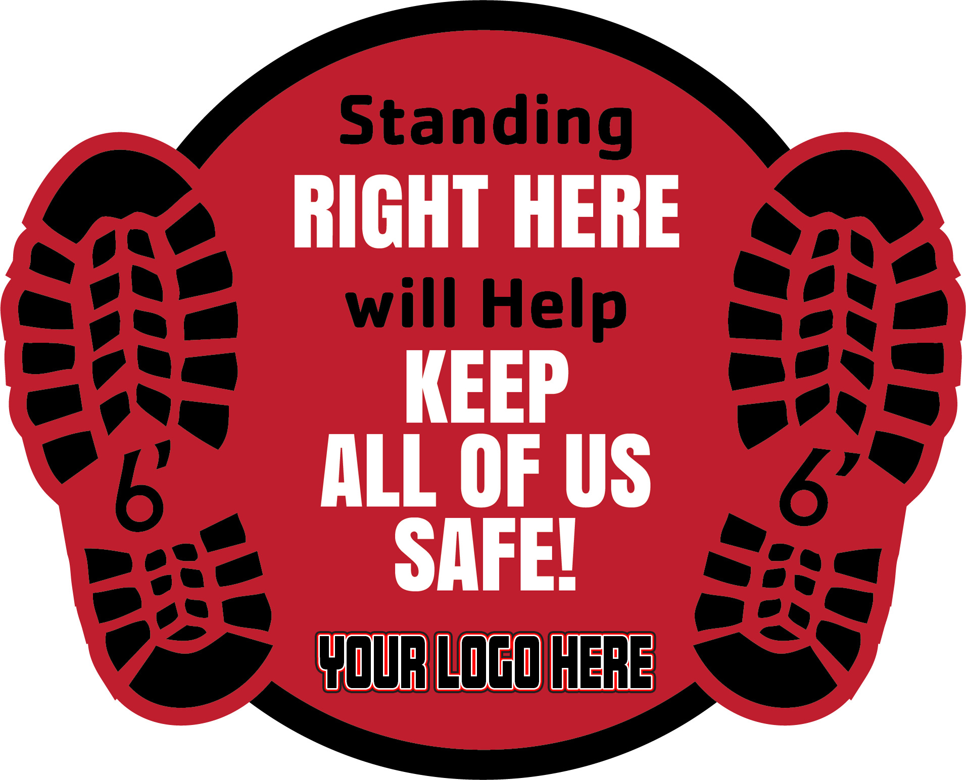 Standing Right Here Will Help Floor Decal with Your Logo - 23x18.5 inch