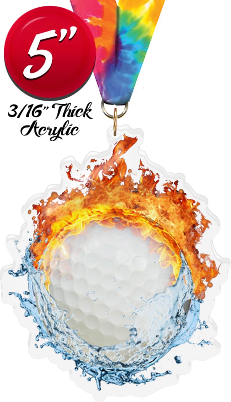 Golf Fire & Water Colorix-M Acrylic Medal