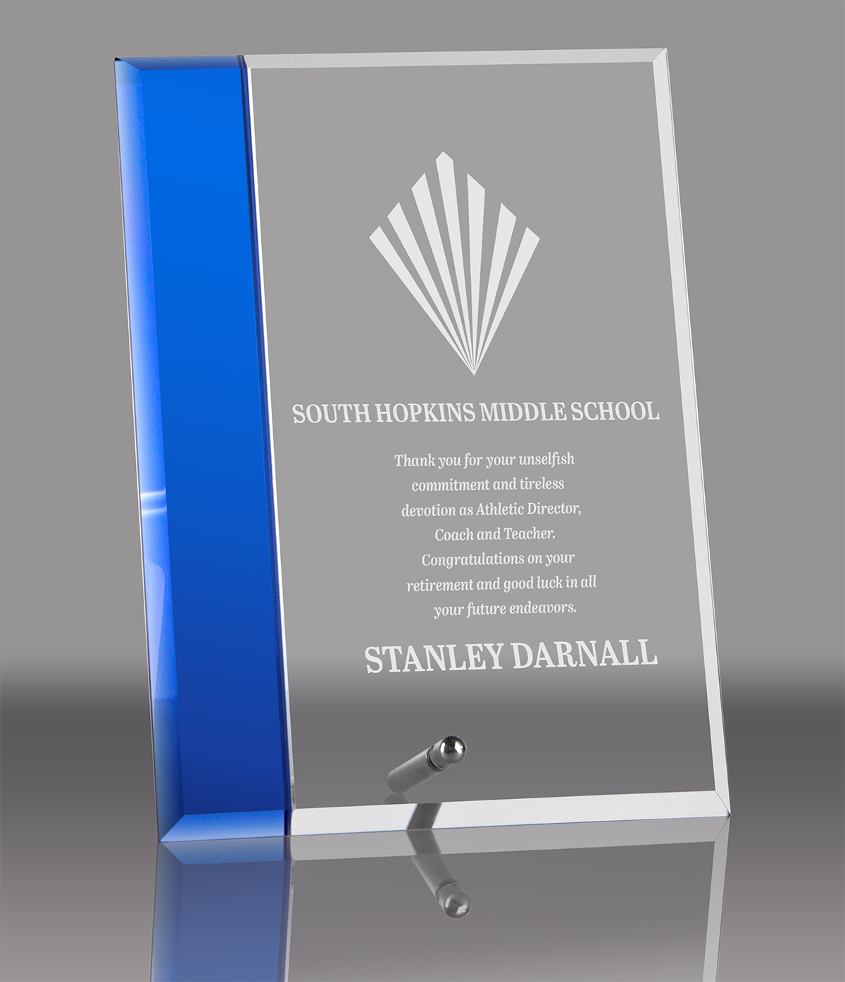 Crystal Award with Sapphire Blue Highlight- 6x8 inch