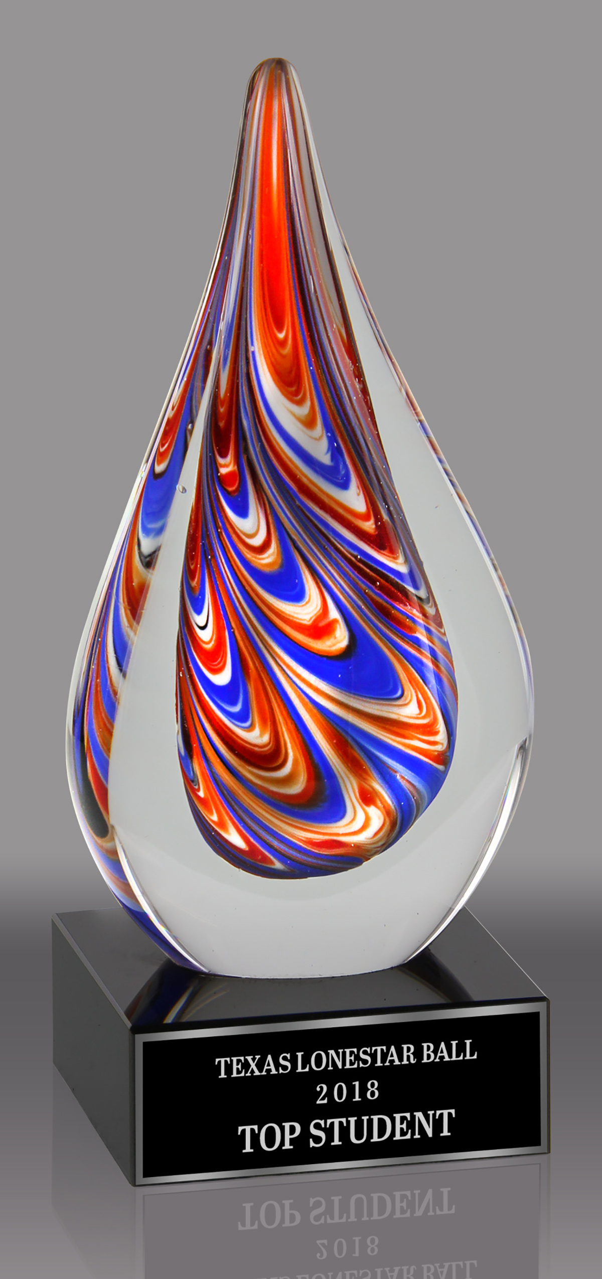 Teardrop-Shaped Art Glass Award