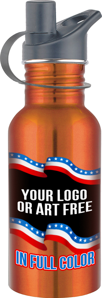 Custom Full Color Aluminum Water Bottle- White - Trophy Depot