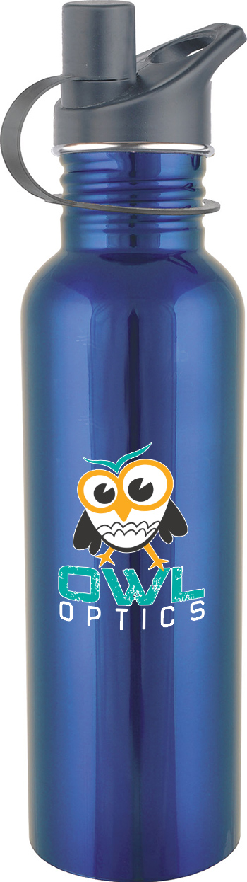 Custom Full Color Glossy Water Bottle- Blue