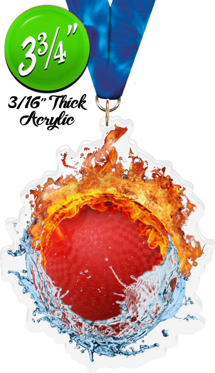 Fire & Water Kickball Colorix-M Acrylic Medal