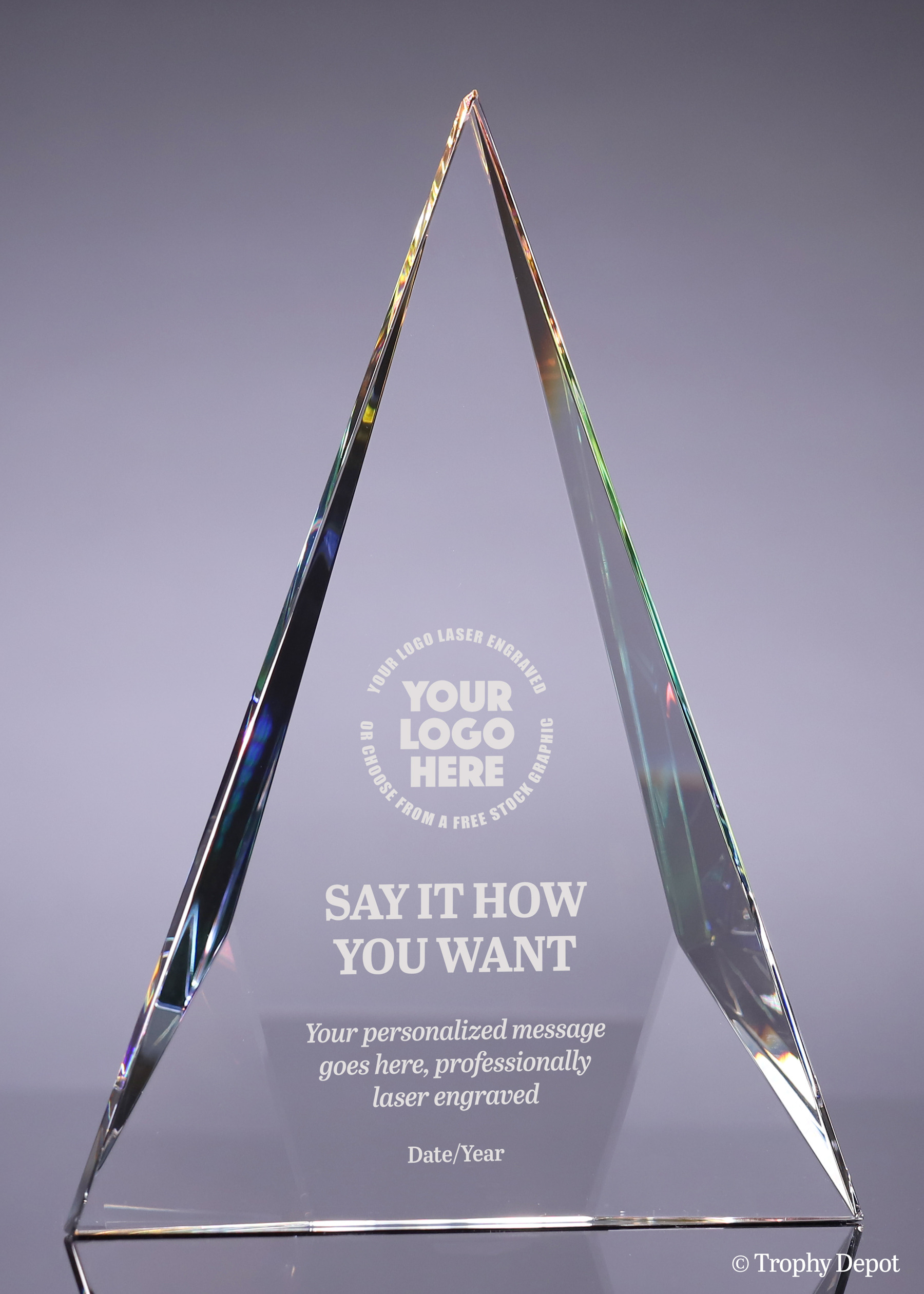 Prismatic Crystal Triangle Award - 10 inch