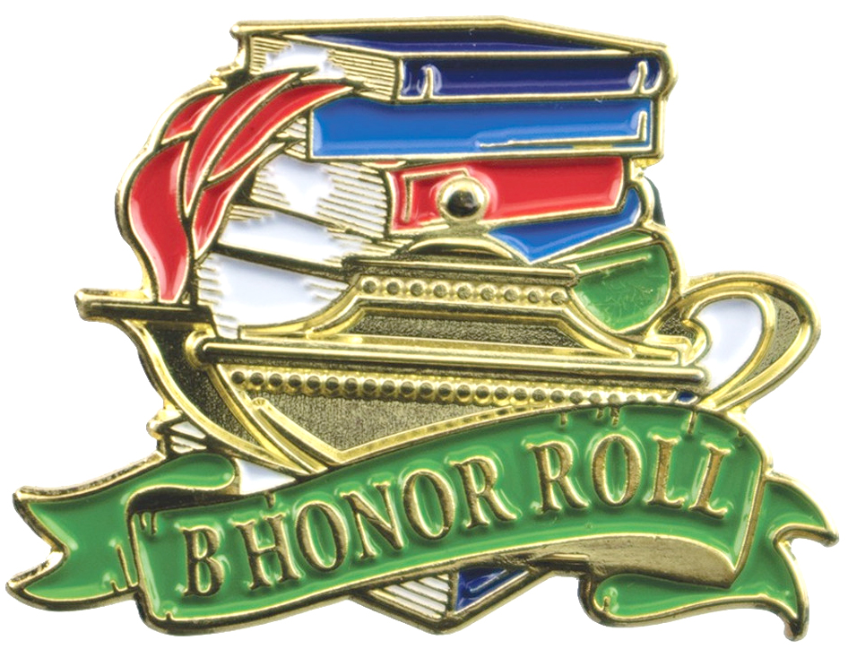 B Honor Roll Academic Lapel Torch Pin